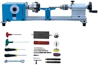 Mini Lathe Mini Torno Wood Lathe Machine Multi-Purpose Type Extended Processing Diameter 2.5 Inche, Processing Length 7.5 Inche Support for Drilling Torno