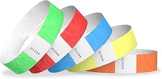 WristCo Variety Pack 3/4" Tyvek Wristbands - Red, Orange, Yellow, Green, Blue - 500 Pack Paper Wristbands for Events
