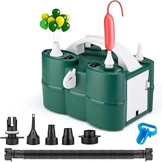 Balloon Pump Electric, 3-in-1 Portable Automatic Dual Nozzle Inflator 110V with Tying Tools for Birthday Gender Reveal Baby Shower Balloons Party Decorations(Green)