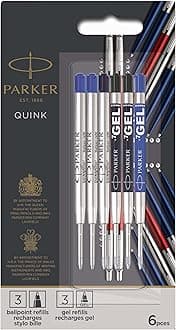 Parker Jotter London Refills Discovery Pack: 3 Quinkflow for Ballpoint Pens & Quink Gel