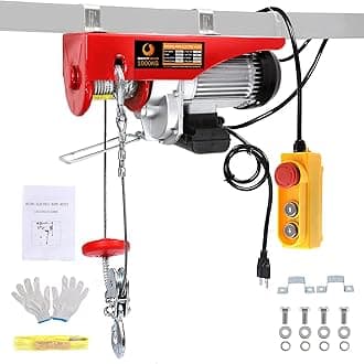 BEAMNOVAElectric Hoist 110-120v Overhead Engine Lift 110-120 Volt with Line 4.92 Ft Remote Control Switch Hook Strap Beam Mounting Bracket Gloves Pulley (2200lbs)