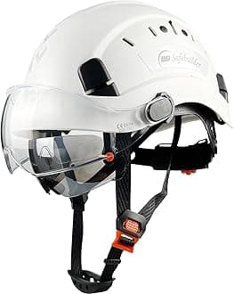 CR06+2V Construction Safety Helmet with Build-in Visor ABS Hard Hat with Visor Adjustable Ventilation Hardhats Work Head Protection ANSI/ISEA Z89.1