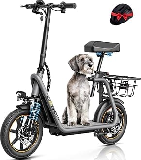 Jasion JS3 PRO Electric Scooter with Seat for Adults, 850W Peak Motor, Up to 25MPH & 25Mile E-Scooter, Commuting Sports Scooters with Front Suspension & Turn Signal, 14'' Tire 300lbs Load Scooter