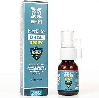 BHM NoriZite Oral Spray for Virus Protection, Cold & Flu Blocker, Sore Throat & Cough Relief – Scientifically Proven New Long-Lasting Natural Barrier, Natural Moisturising Formula (Mint Flavour 20ml)