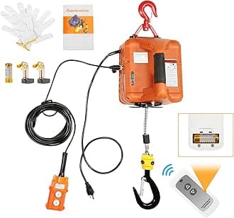 BEAMNOVA 3 in 1 Portable Electric Hoist 110V Wireless Remote Control with Battery Included 110V Winch Crane Machine Hook Pulley System 500kg 1102lbs Capacity with Gloves
