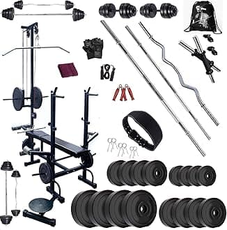 Bodyfit Home Gym Set with Heavy Delux Bench (20IN1) N Weight Plates. (25)